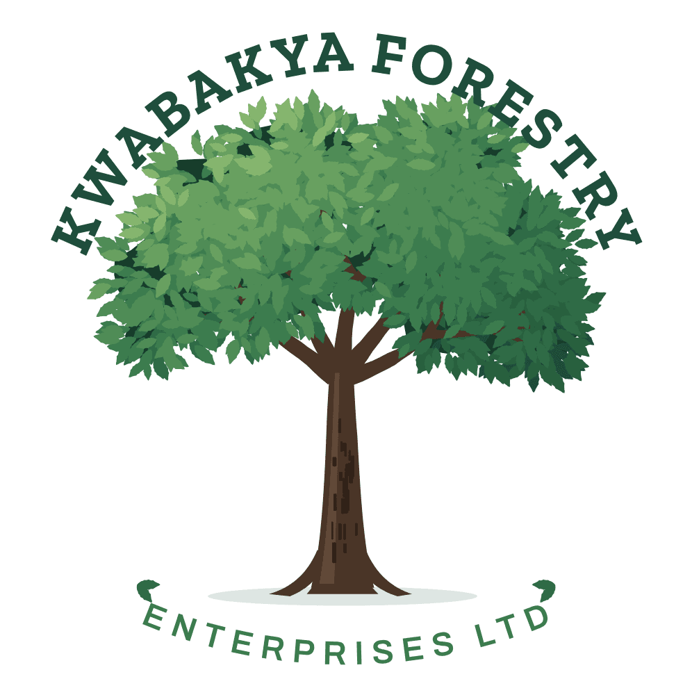 Kwabakya Forestry emblem: a Prunus africana tree with the company name around its crown